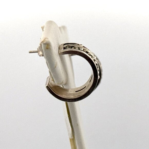 Vintage Lois Hill Sterling Silver 925 Wide Etched Hoop Earrings 17g Estate - Picture 2 of 9